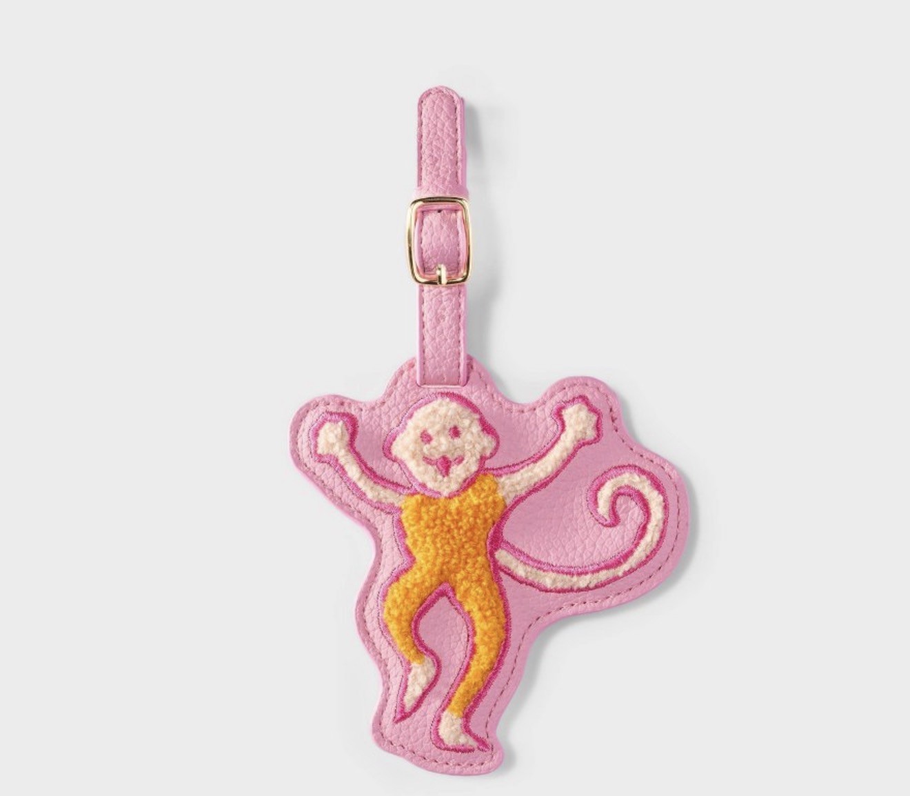Roller Rabbit Pink Monkey Faux Leather Travel Luggage Tag Travel Accessory