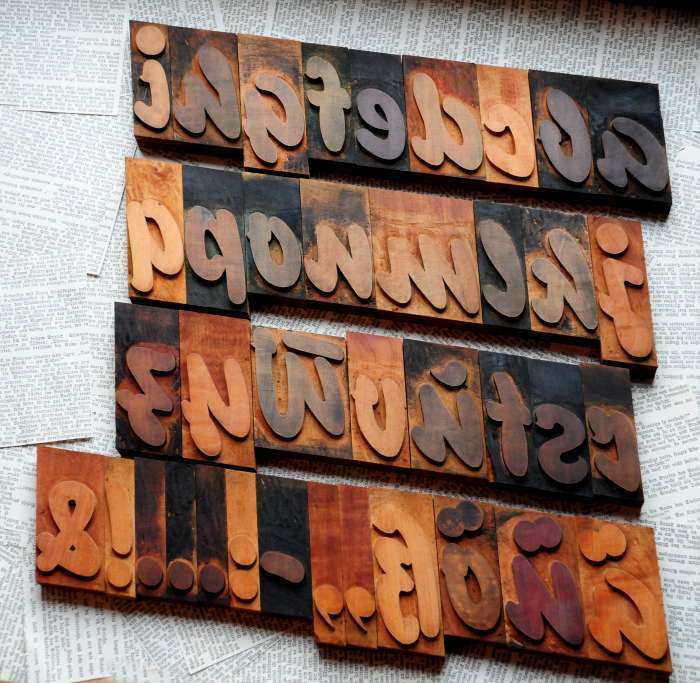 A-Z alphabet 3.54" letterpress wooden printing blocks wood type Vintage printer