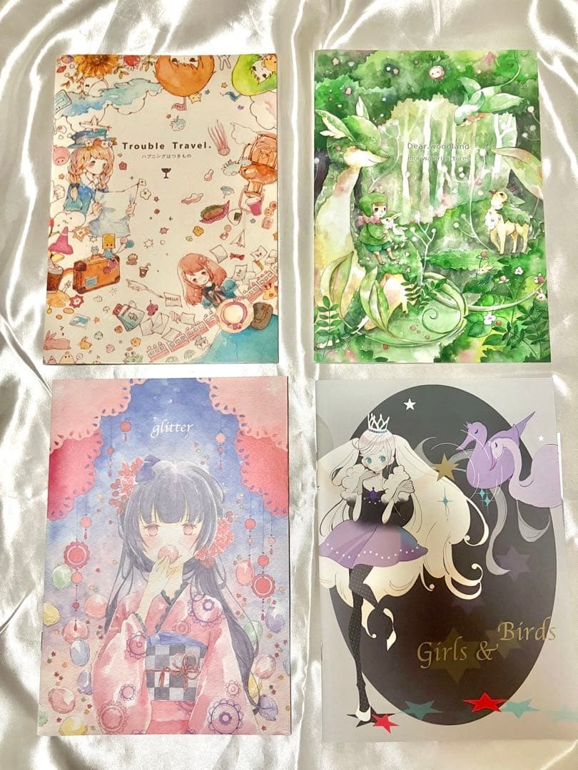 Anime Illustration Book Set with 2 Postcards, A5 Size, Good Condition