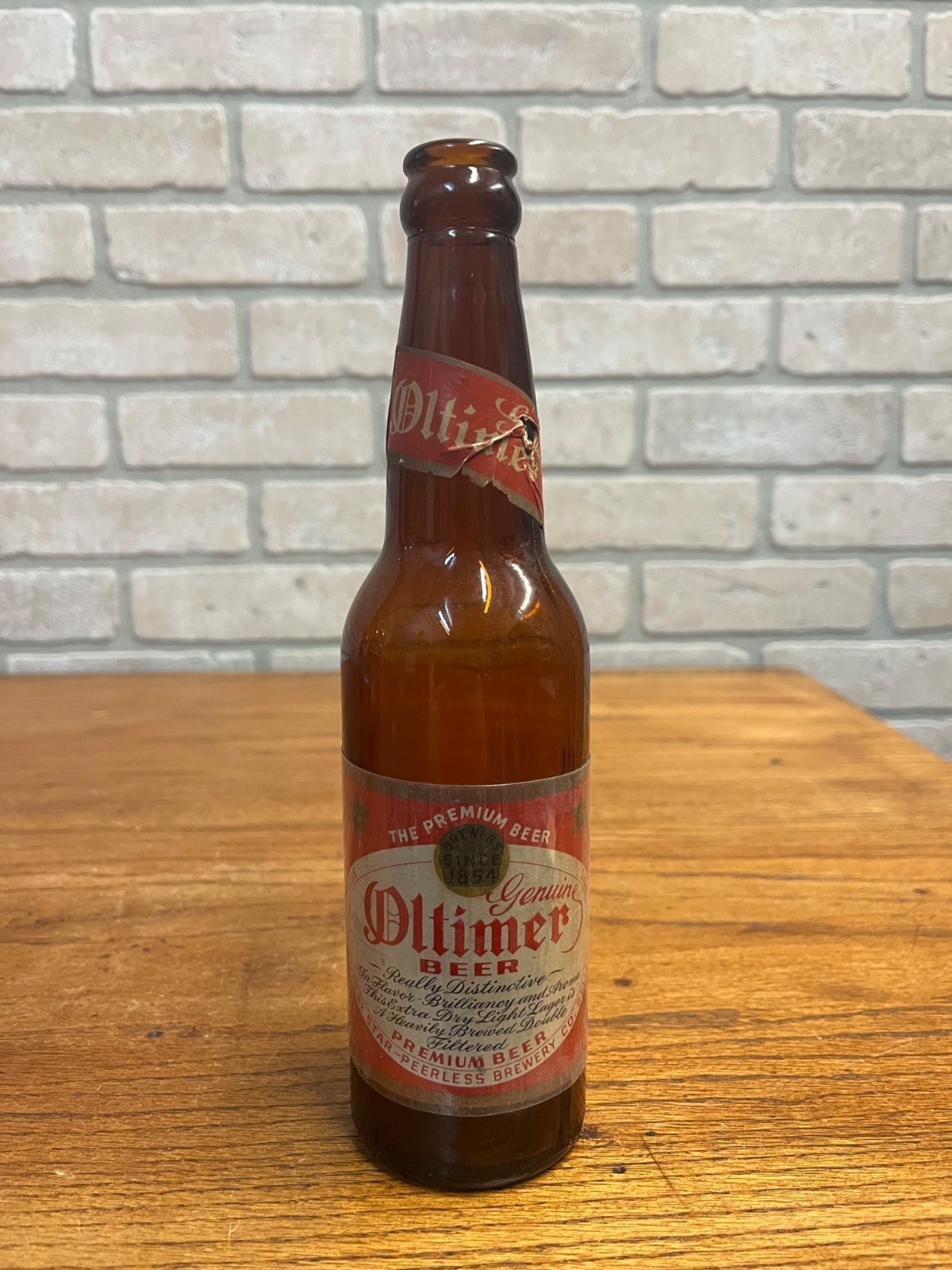 Vintage Oltimer Beer Star-Peerless Brewery Belleville IL IRTP Label Bottle 12oz