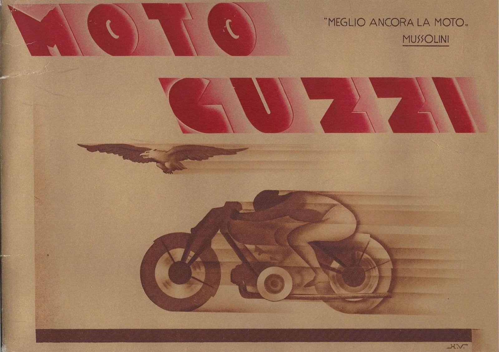 1935 Moto Guzzi MOTORCYCLE BROCHURE Mussolini's Best Motorcycle QUOTE