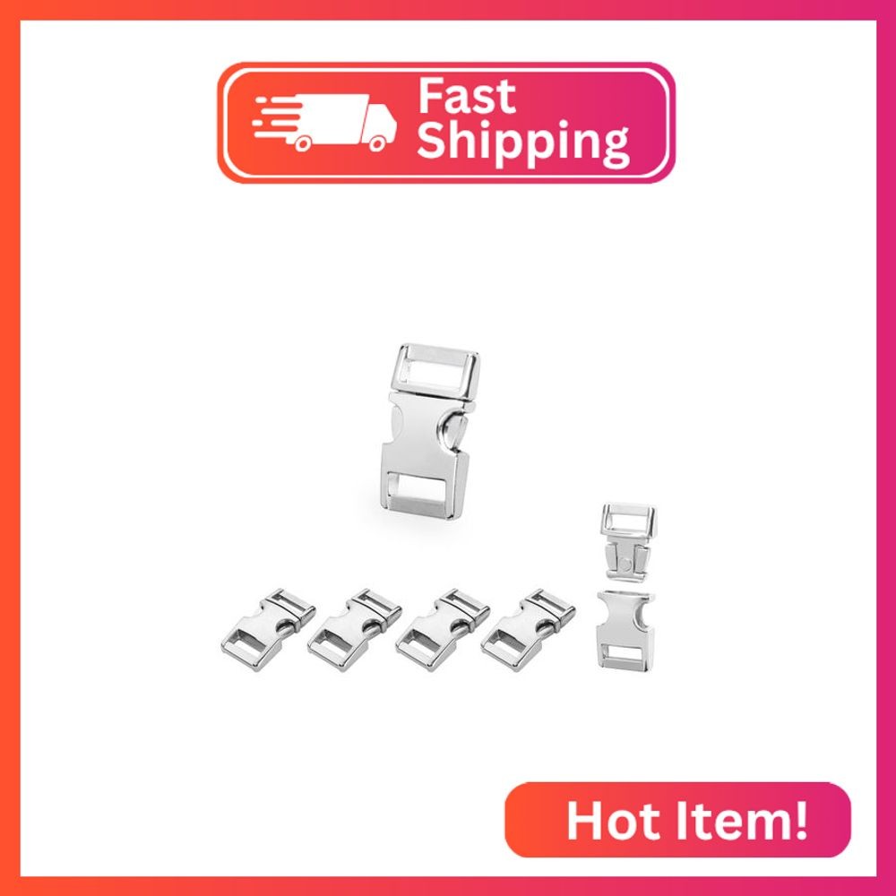 CooBigo 5 Pack Metal Side Release Buckle 3/8 inch Webbing Buckle Paracord Bracel