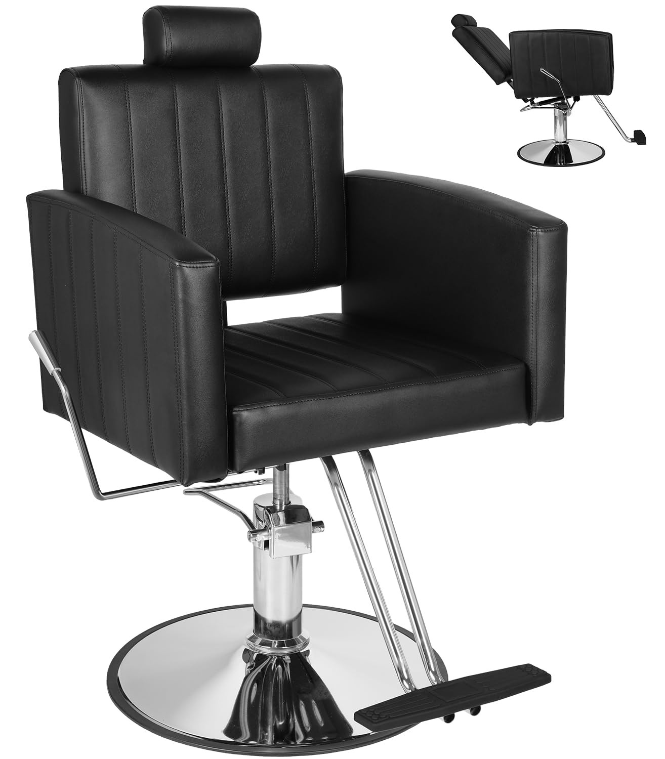 Reclining Salon Chair, Hair Stylist Barber Chair with Heavy Duty Hydraulic Pu...