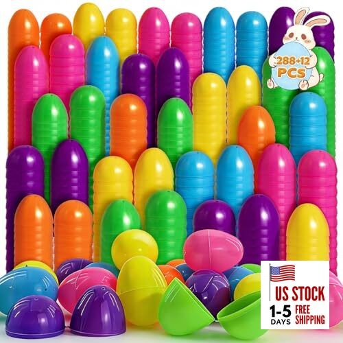 288 Easter Eggs, 2.36" Assorted Bright Colors Plastic Easter Eggs 300 Pack