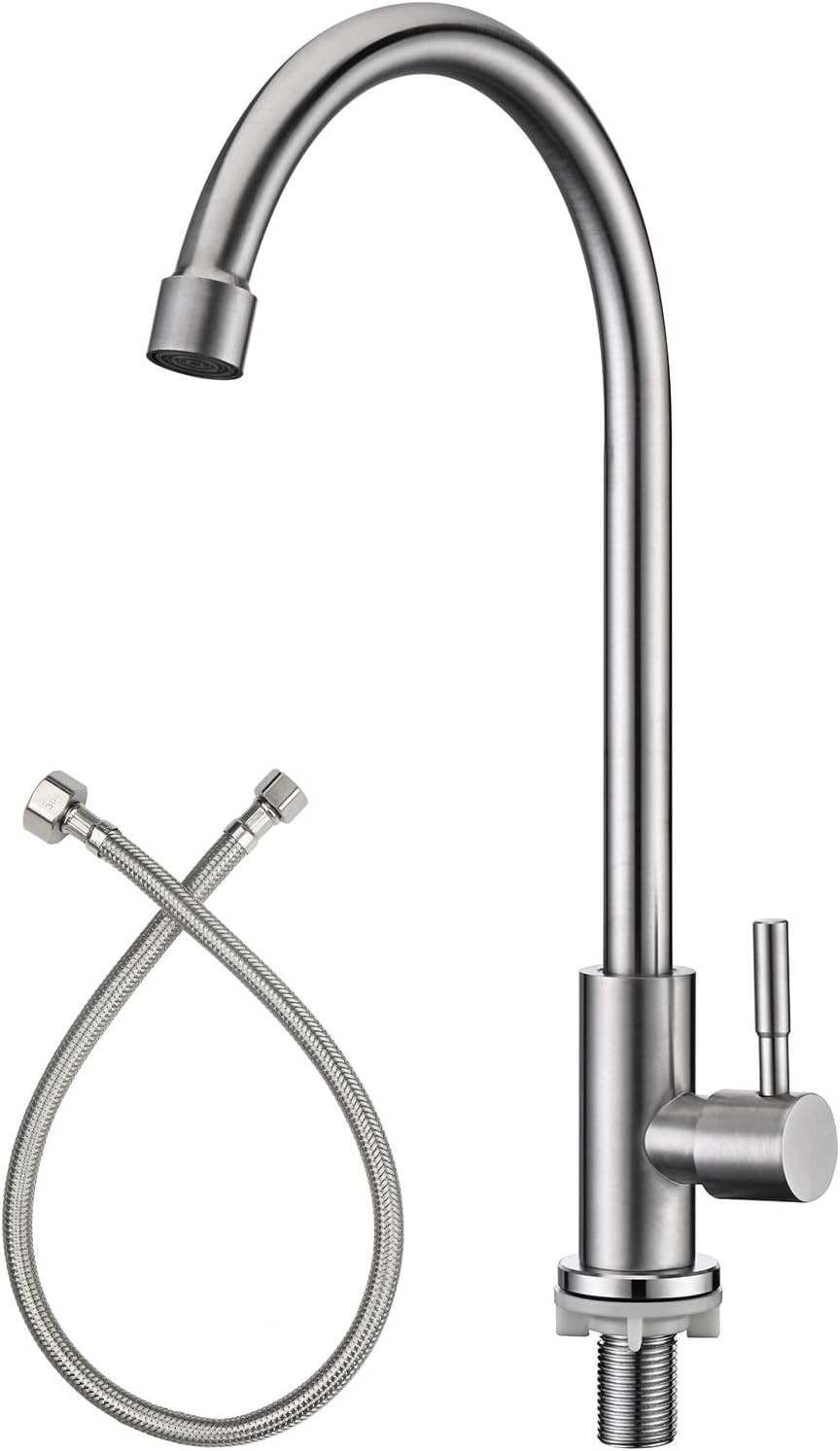 Cold Only Bar Sink Faucet, SUS304 Stainless Steel Cold Water Only Kitchen Fau...