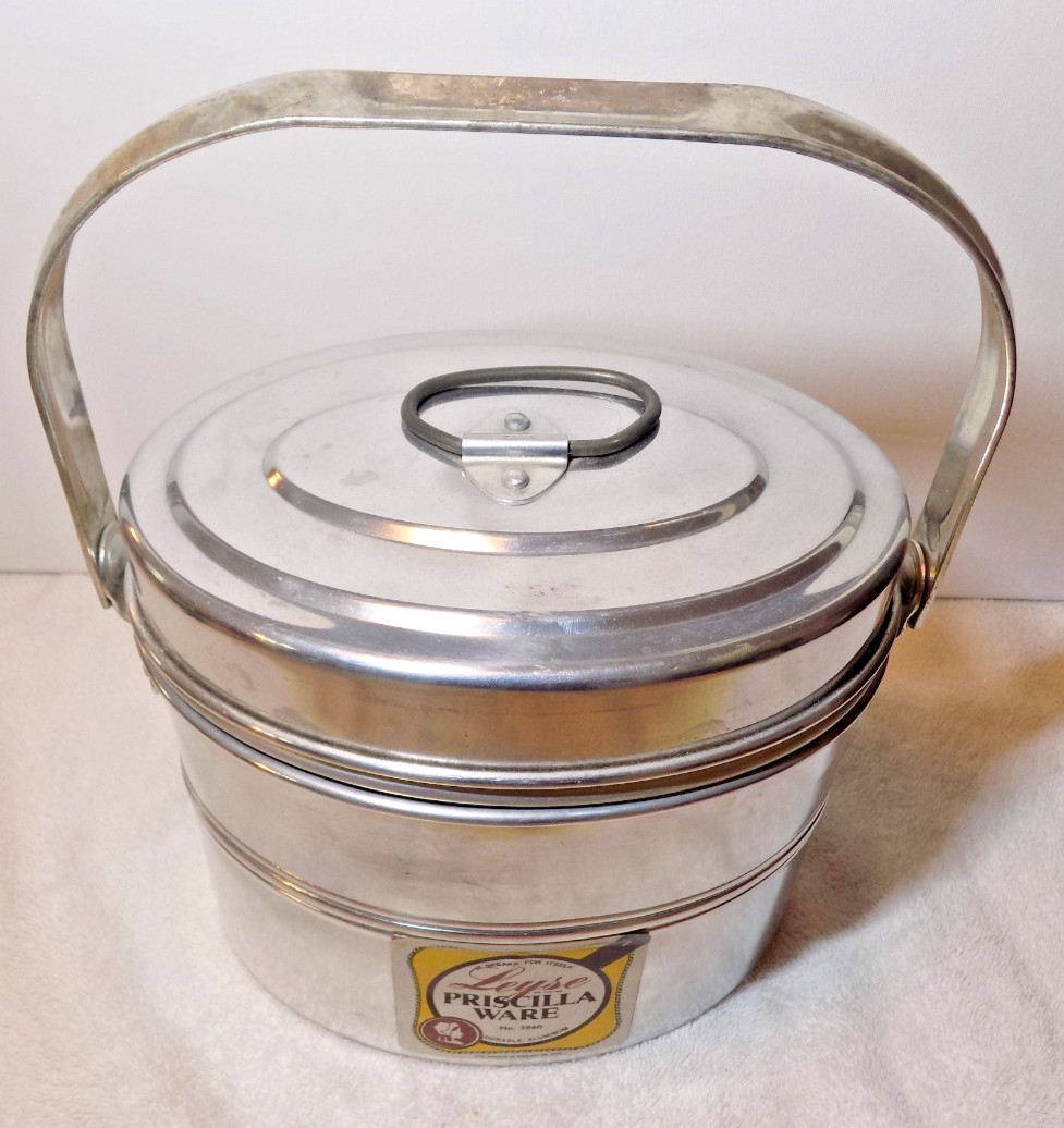 Vintage New Old Stock  LEYSE Oval Coal Miners Pail Lunch Dinner Bucket 4-Parts