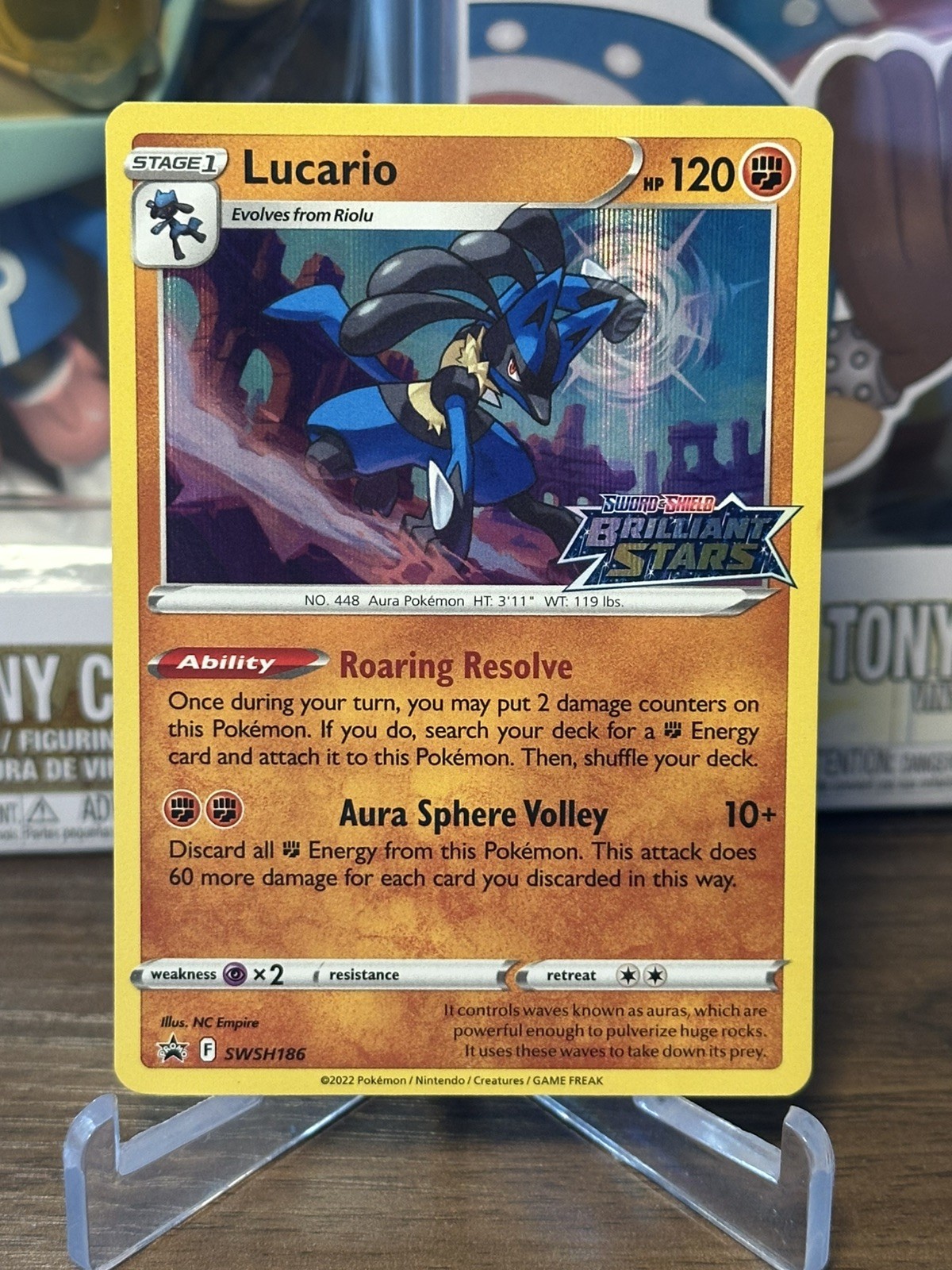 Pokemon TCG Lucario SWSH186 Pre release Promo Brilliant Stars