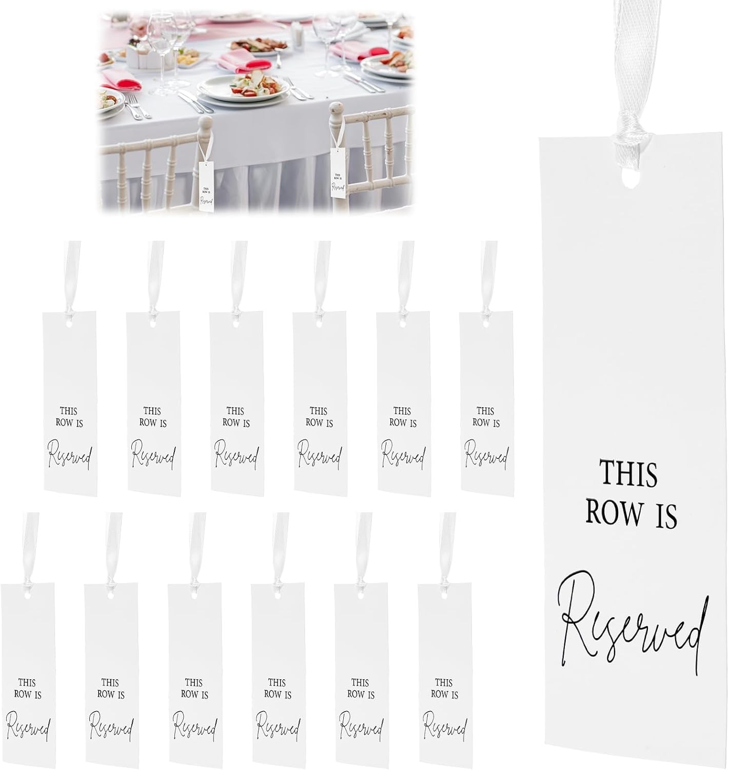 12 Pack Reserved Seat Sign Reserved Chairs Hanging Signs W/ Ribbon Ceremony