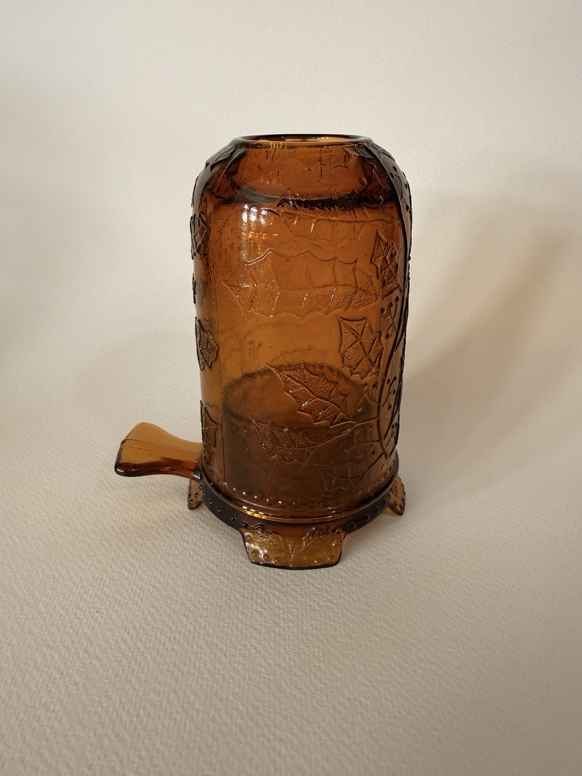 Vintage Mosser fairy Lamp Amber Holly And Berries No Chips or cracks