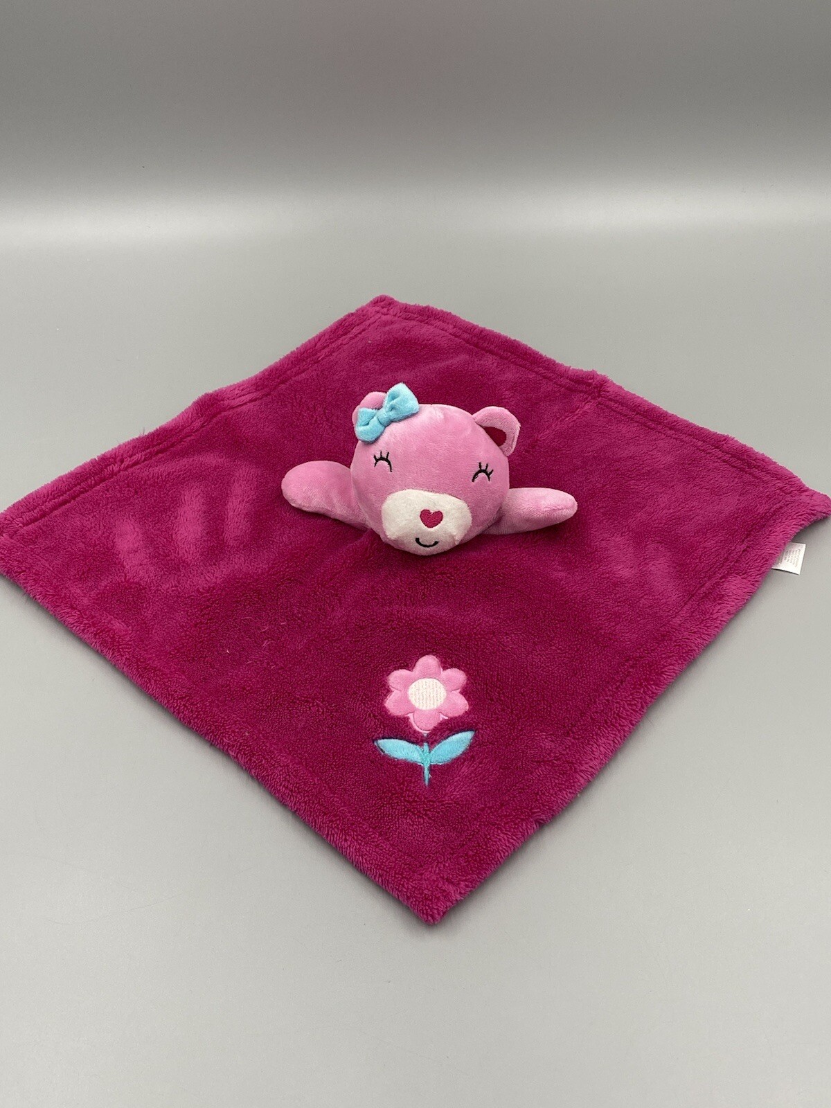 Baby Gear Pink Teddy Bear Lovey Plush Security Blanket With Flower