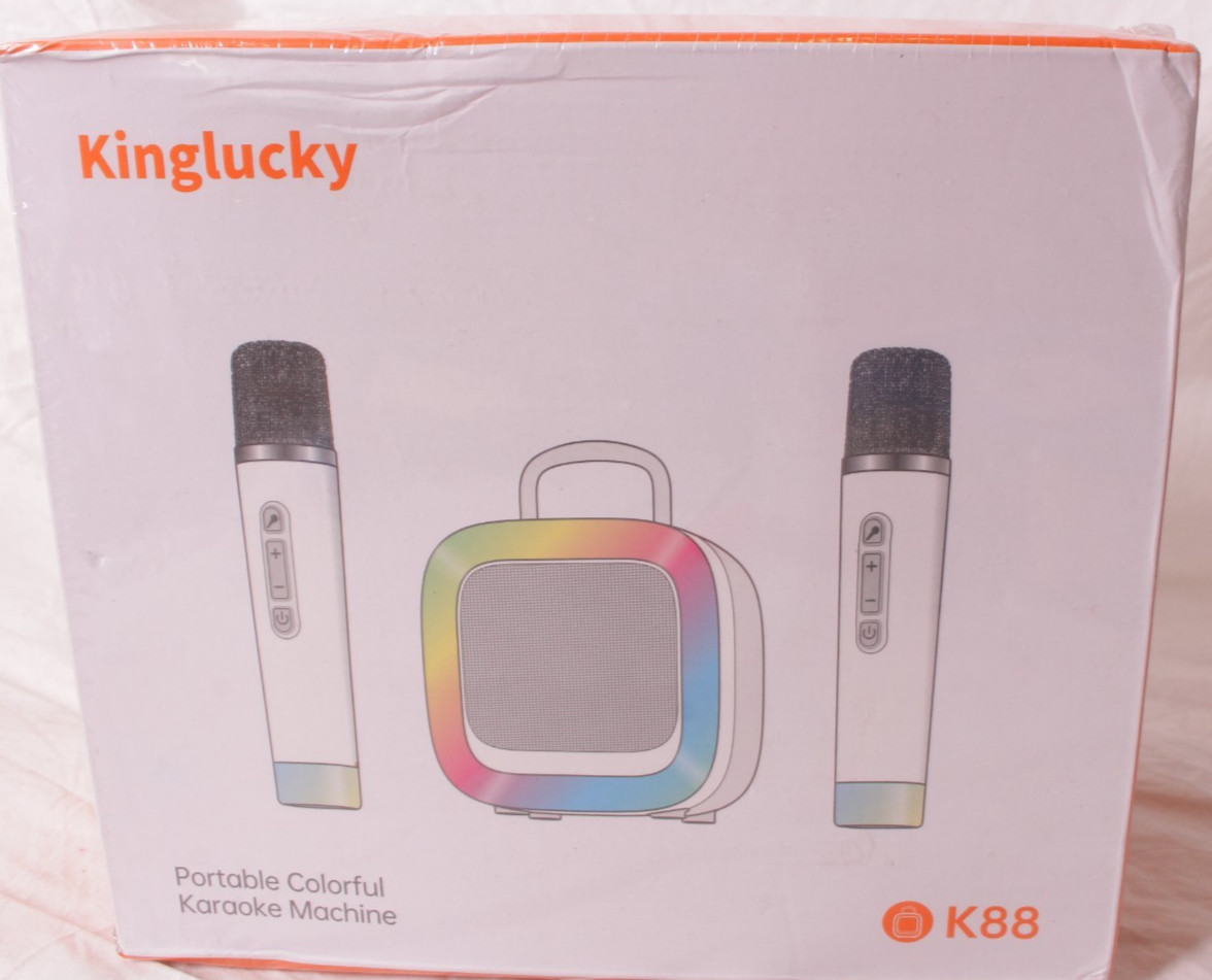 NEW Kinglucky K88 Portable colorful karaoke machine w/ 2 microphones