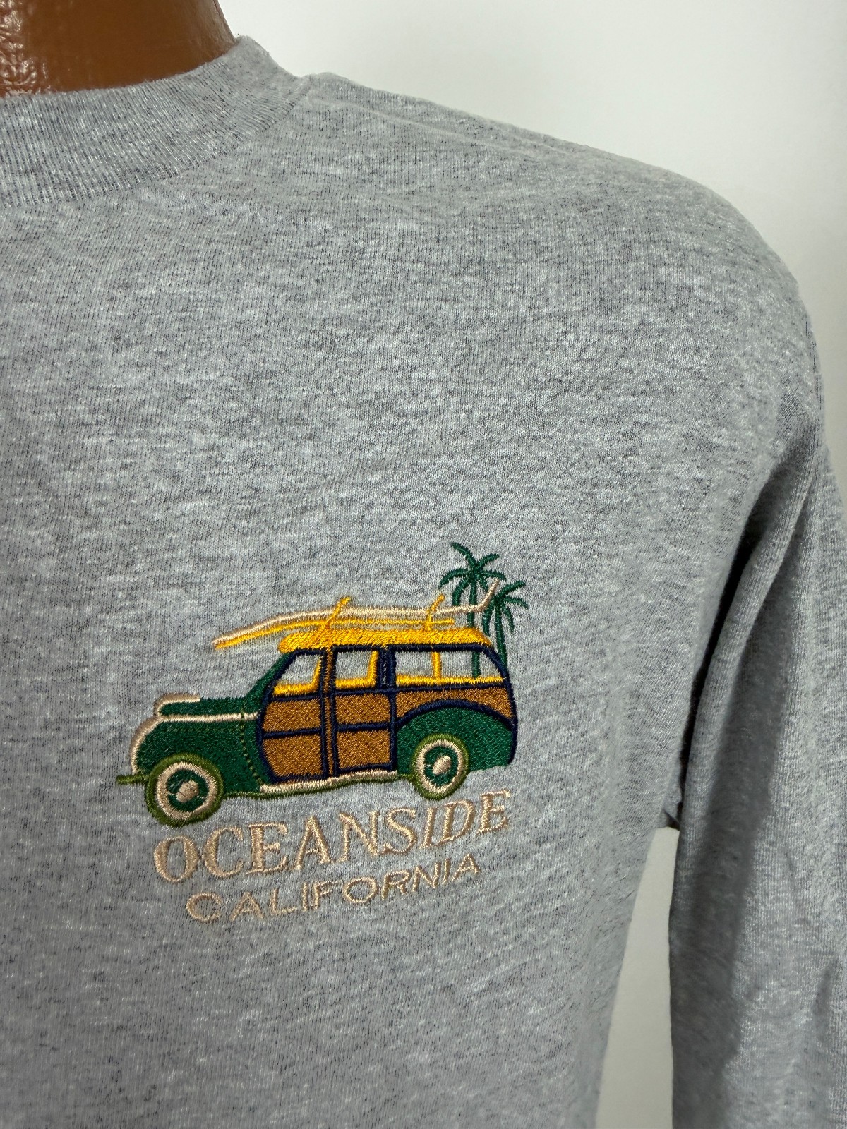 Oceanside California Shirt Medium Woody Wagon Car Surf Beach Travel Embroidered