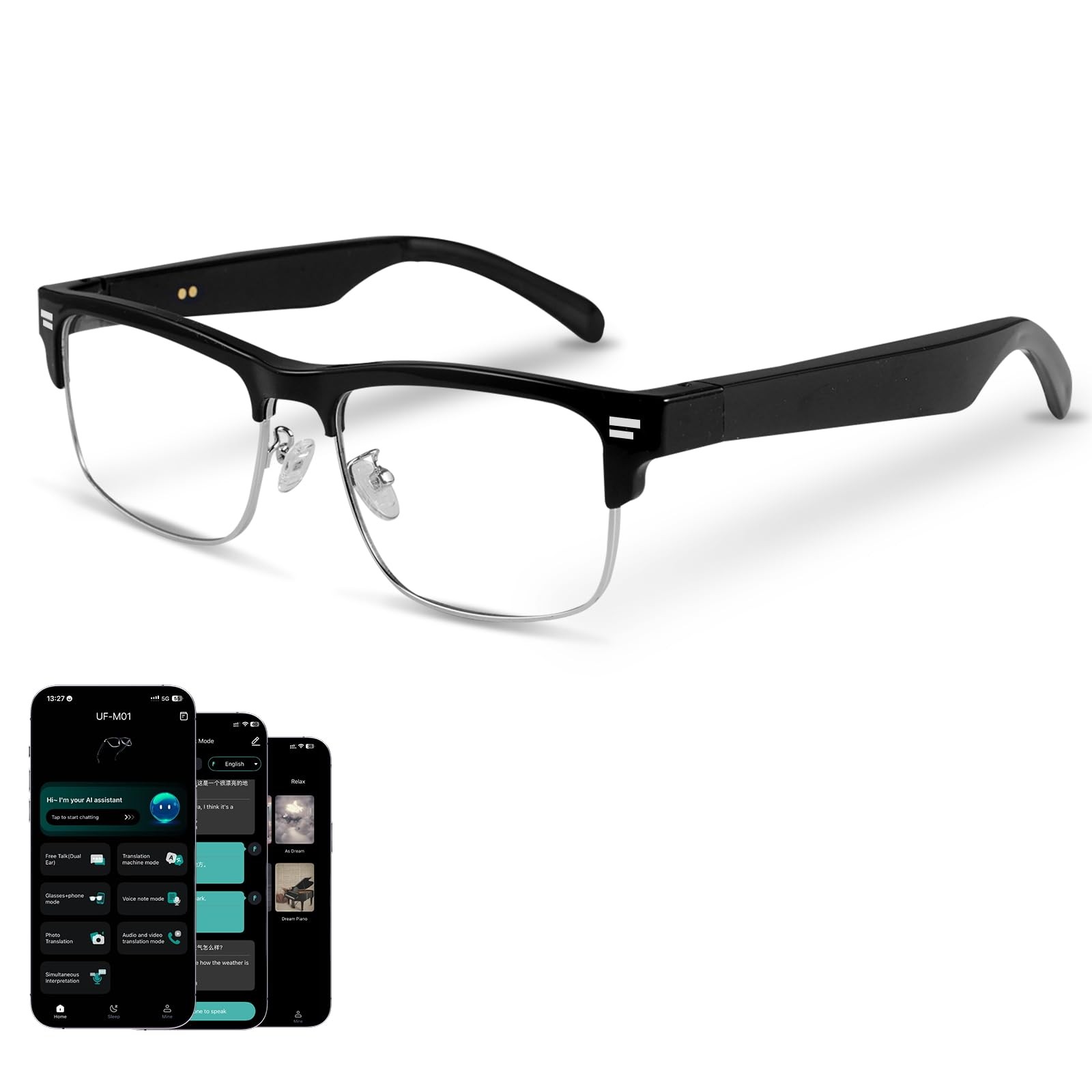 AI Glasses for Men Women, Powered by ChatGPT, AI Real-time Translation(164Lan...