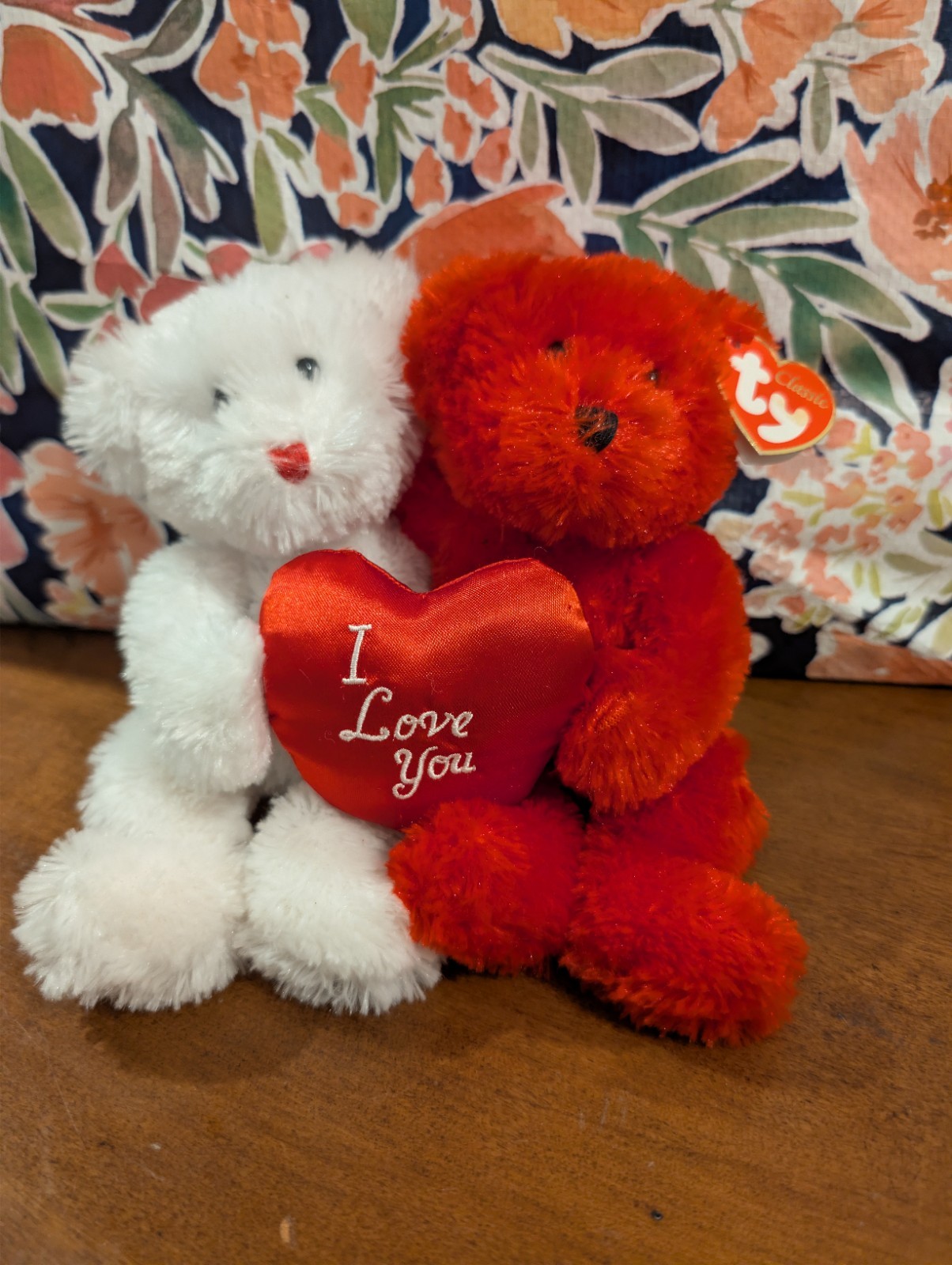 Ty Classic Truly Yours Red & White Bear Plush with 'I Love You' Heart