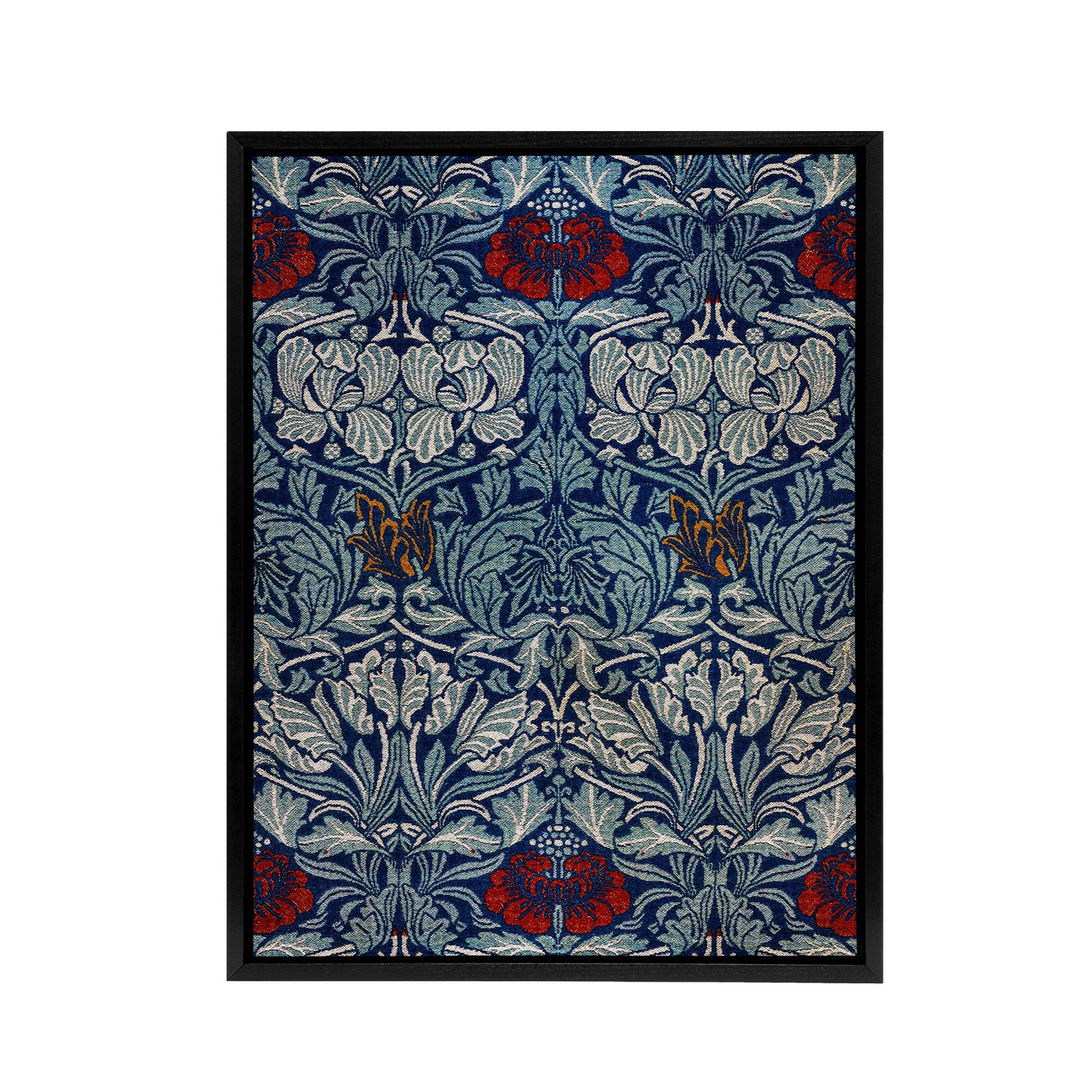 Tulip and Rose Floral Pattern Framed Canvas Wall Art Print W. Morris