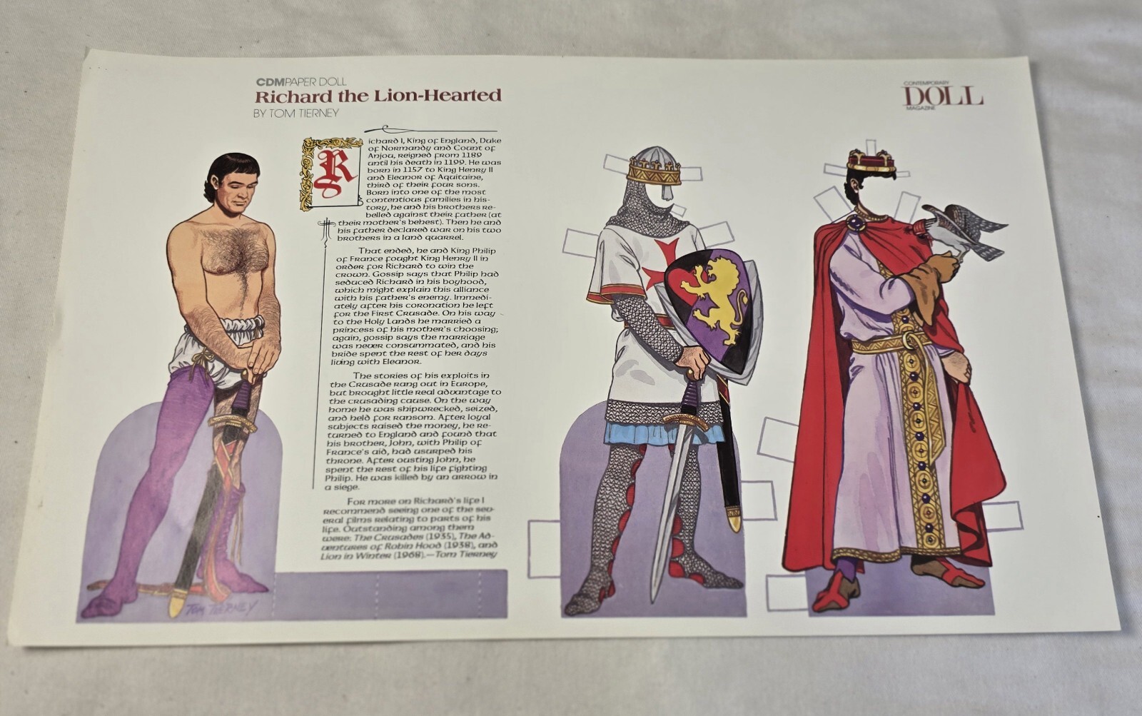 Richard The Lion-Hearted Paperdoll By Tom Tierney