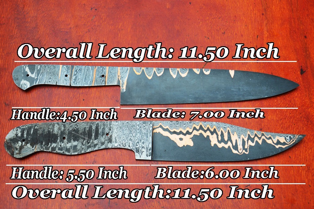 Set of 2 handmade forged Copper Damascus steel Blank Blade For Knives Making