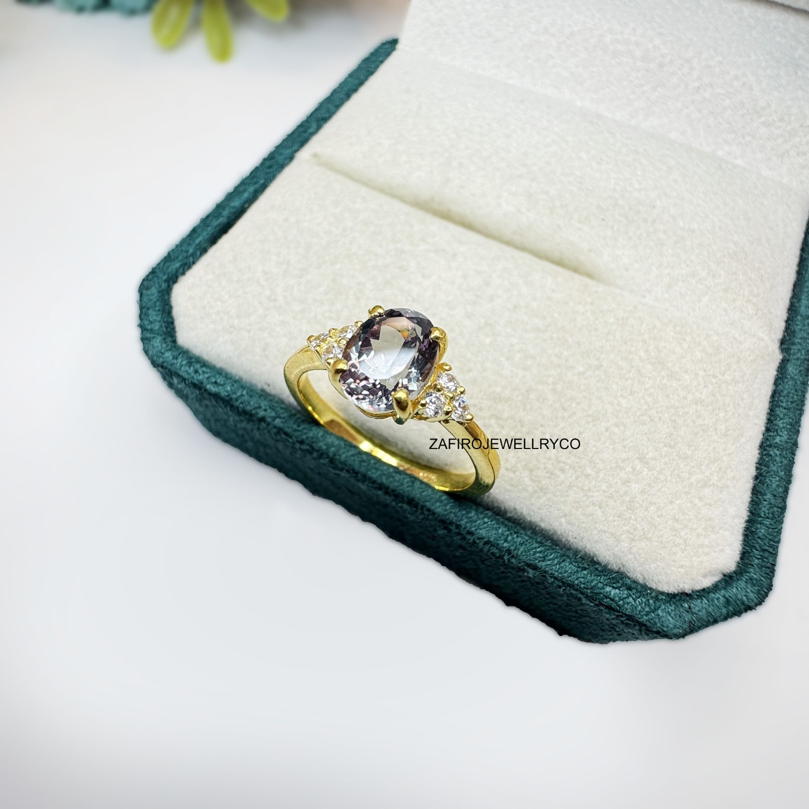 Alexandrite Ring, Statement Ring, Birthday Gift Ring, Pave Ring