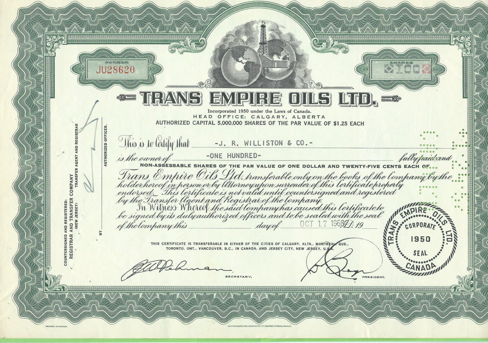 Trans Empire Oils LTD. 1956