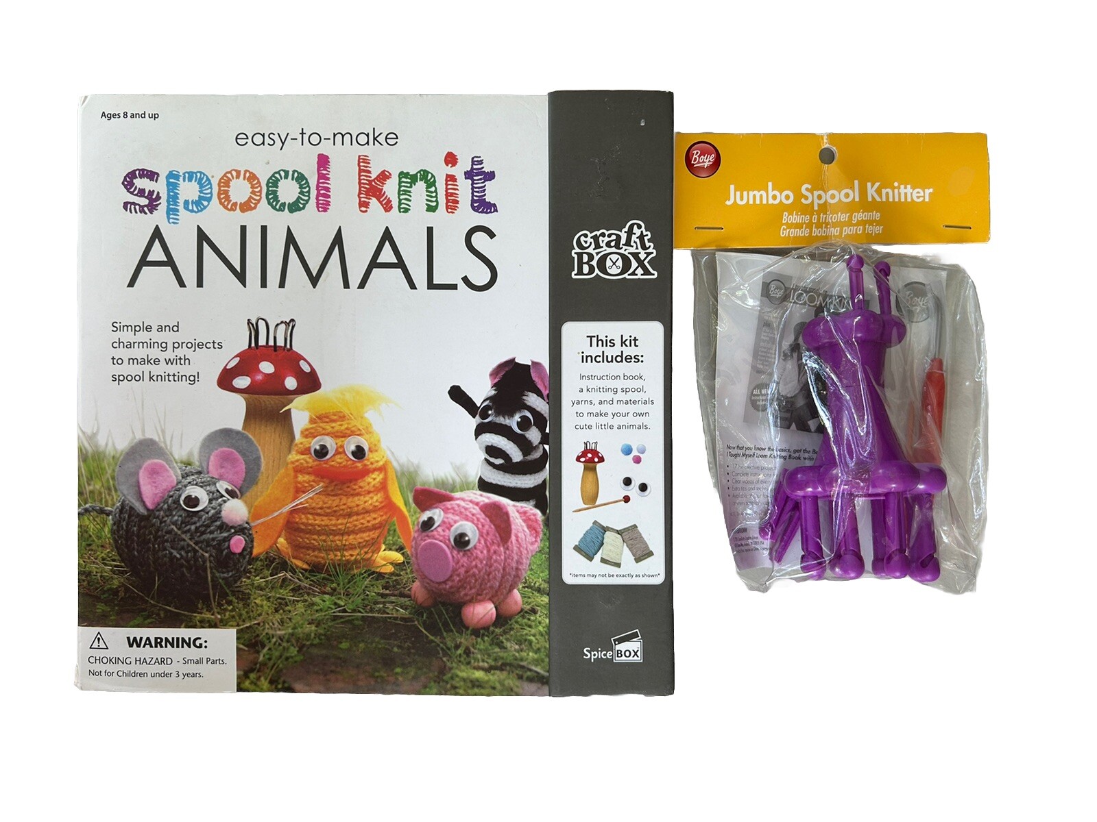 Spool Knit Animals Kit And Jumbo Spool Knitter