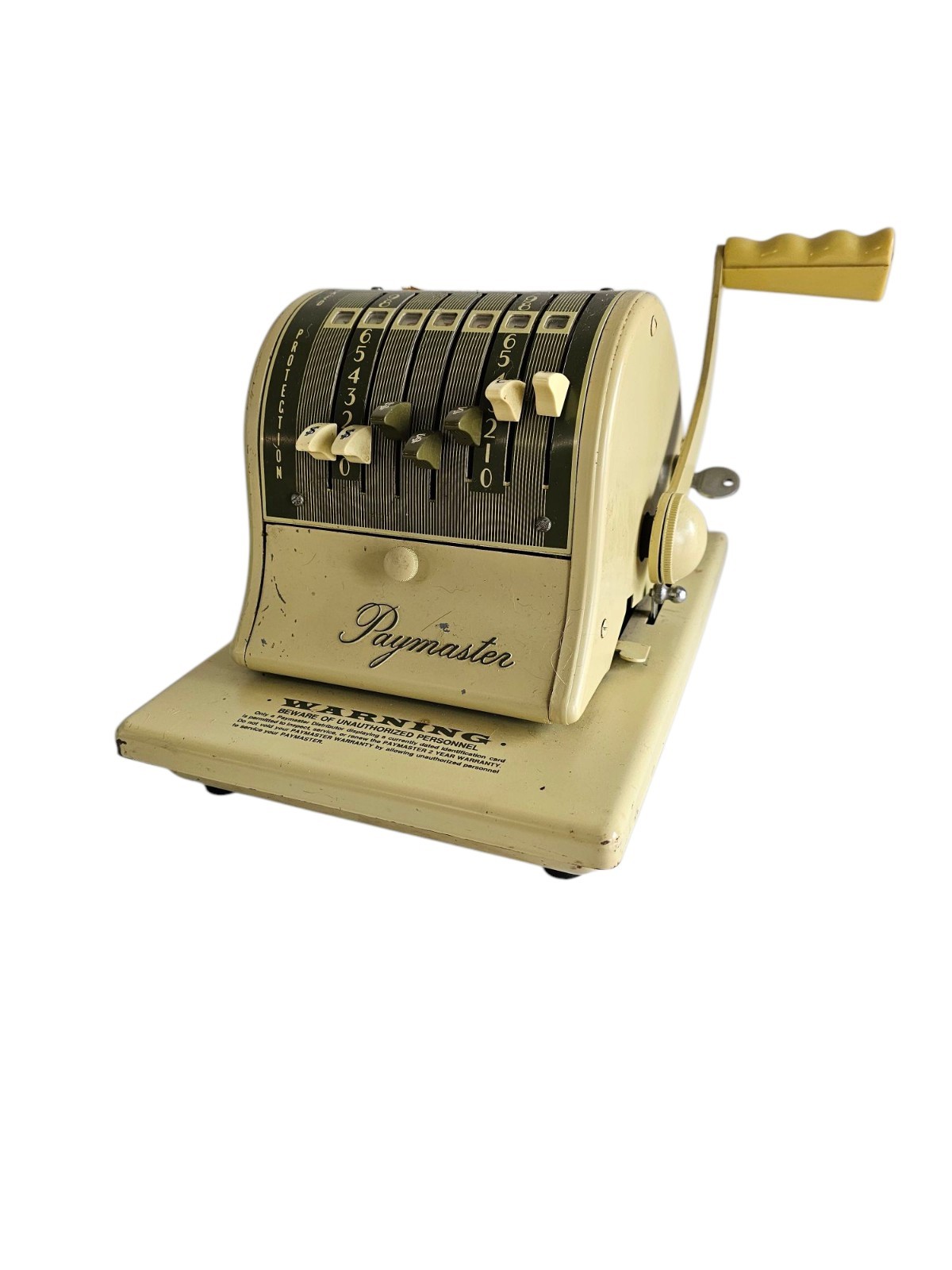 Vintage Paymaster Series S-1000 Check Writing System Dollars Cents W/ Key Yellow