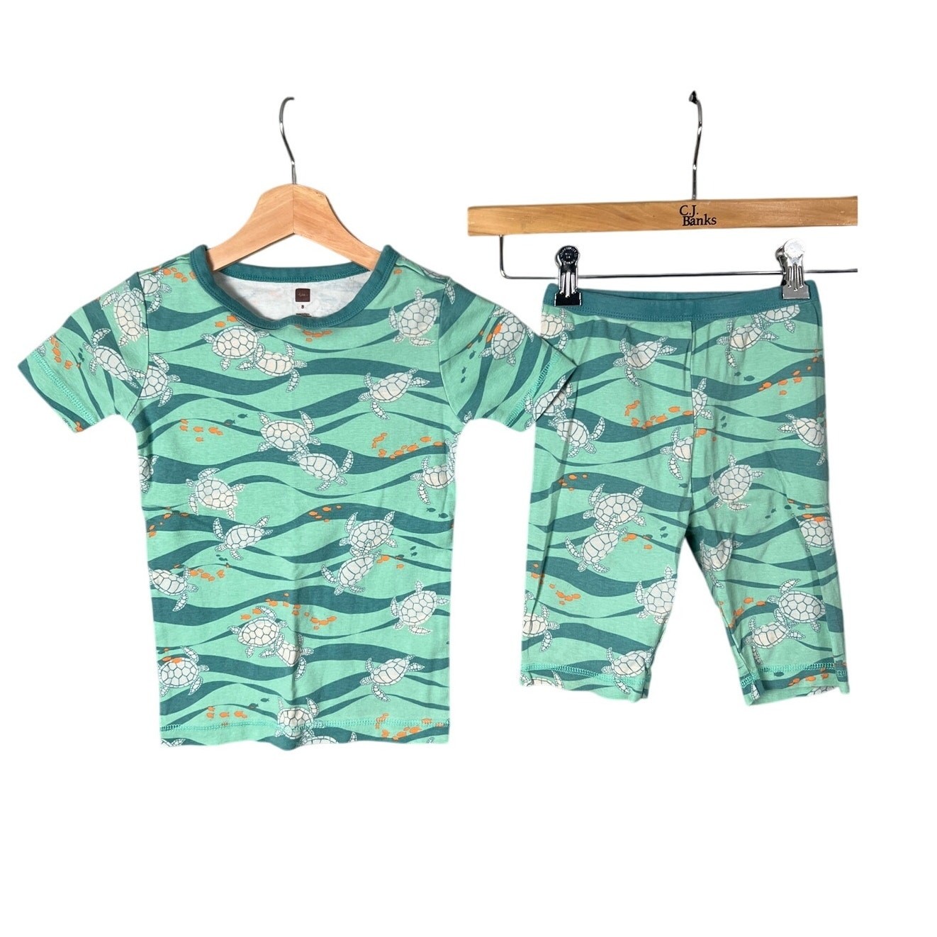  Tea Collection Boys Green Turtle Pajama Set Size 8