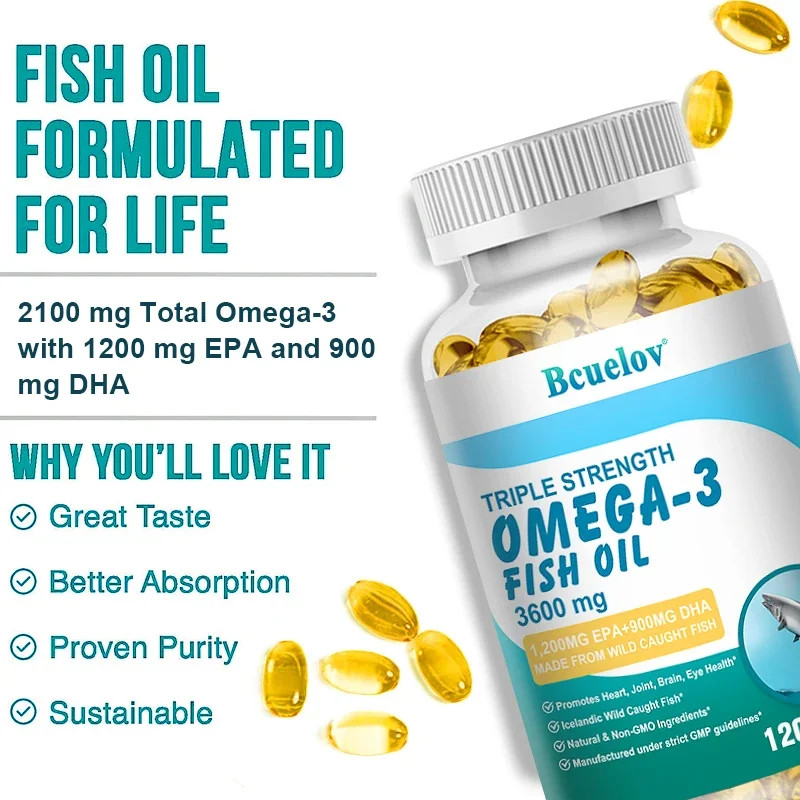 Omega-3 Fish Oil Capsules - Rich in DHA & EPA