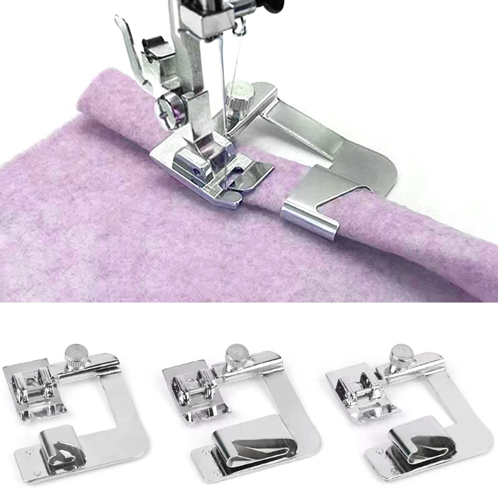 3 Sizes Wide Rolled Hem Pressure Foot Sewing Machine Presser Foot Hemmer Foot...