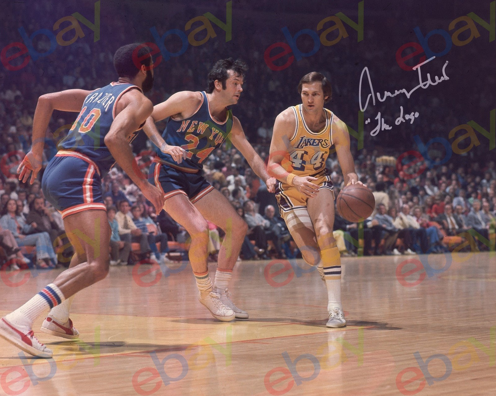 Jerry West - REPRINT auto signed 8x10 Photo All Time NBA Logo Los Angeles Lakers