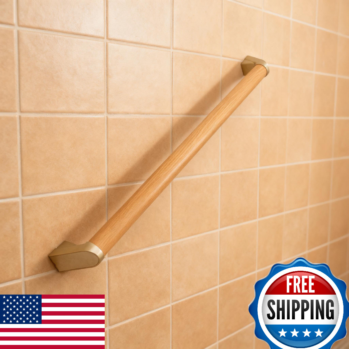 2 ft Aluminum Handrail Set Wall-Mounted Indoor Outdoor ADA Compliant 1.4" Diamet