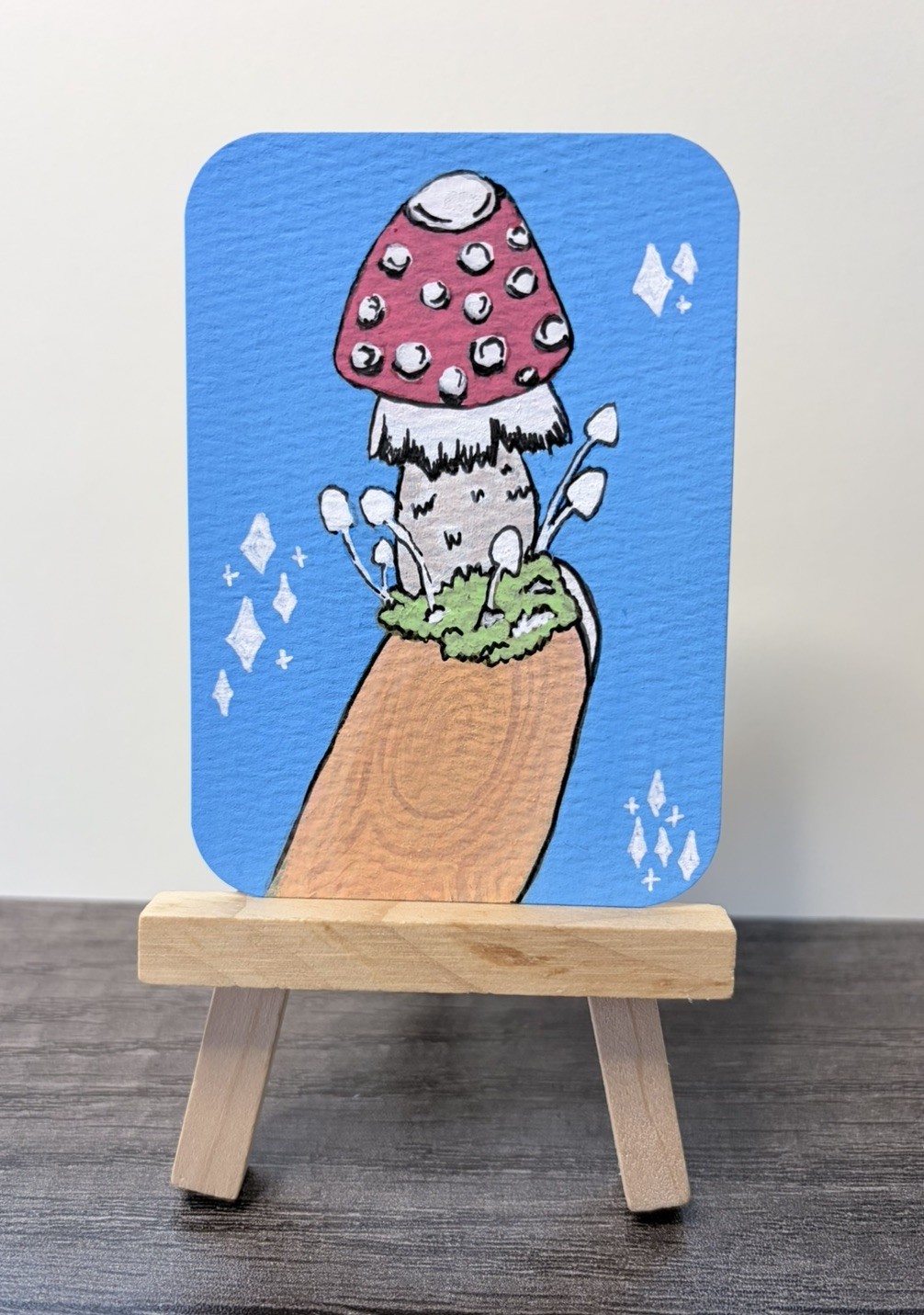 ACEO Original Painting Tiny Mushroom Garden Cute Tiny Plant Art all.things.ali