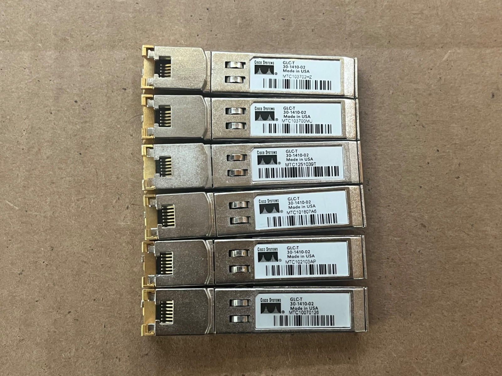 6x Cisco Original GLC-T 1000 BASE-T SFP Copper RJ-45 Transceiver 30-1410-02