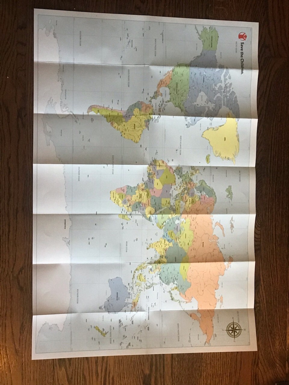 Global World Map 17 X 25 Inches SAVE THE CHILDREN - BRAND NEW