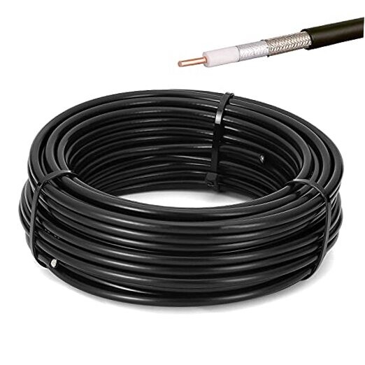 RG58 Coaxial Cable - 50ft, Low Loss 50 Ohm Coax for WiFi/Router 50FT Black