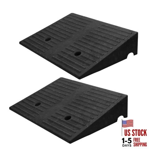 5" Rise 2pack Rubber Curb Ramps for Wheelchair Threshold Driveway 5" Height