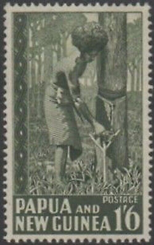 Papua New Guinea 1952 SG11 1/6d Rubber Tapping MLH