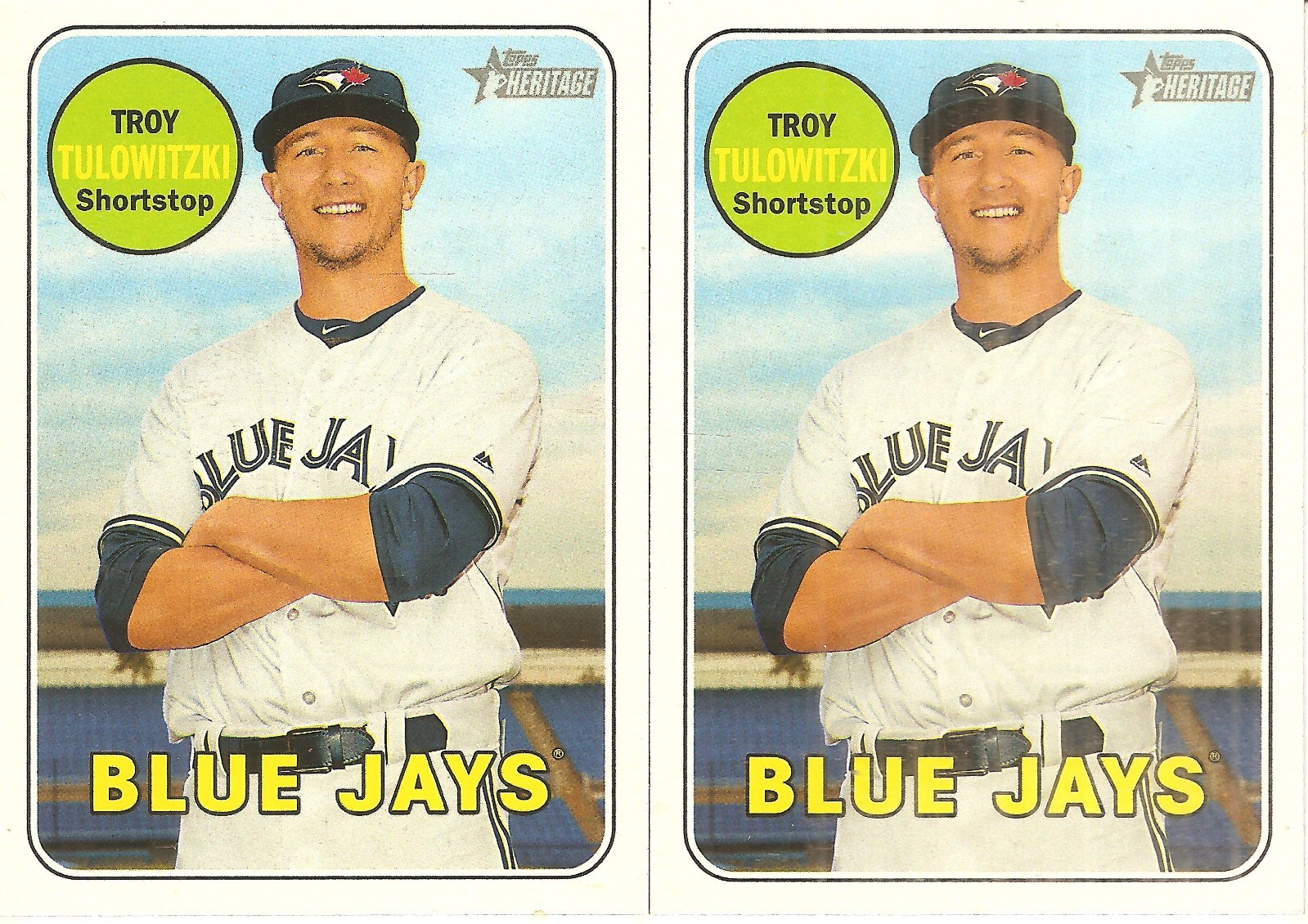 2 CARD 2018 TOPPS HERITAGE TROY TULOWITZKI BASEBALL CARD LOT