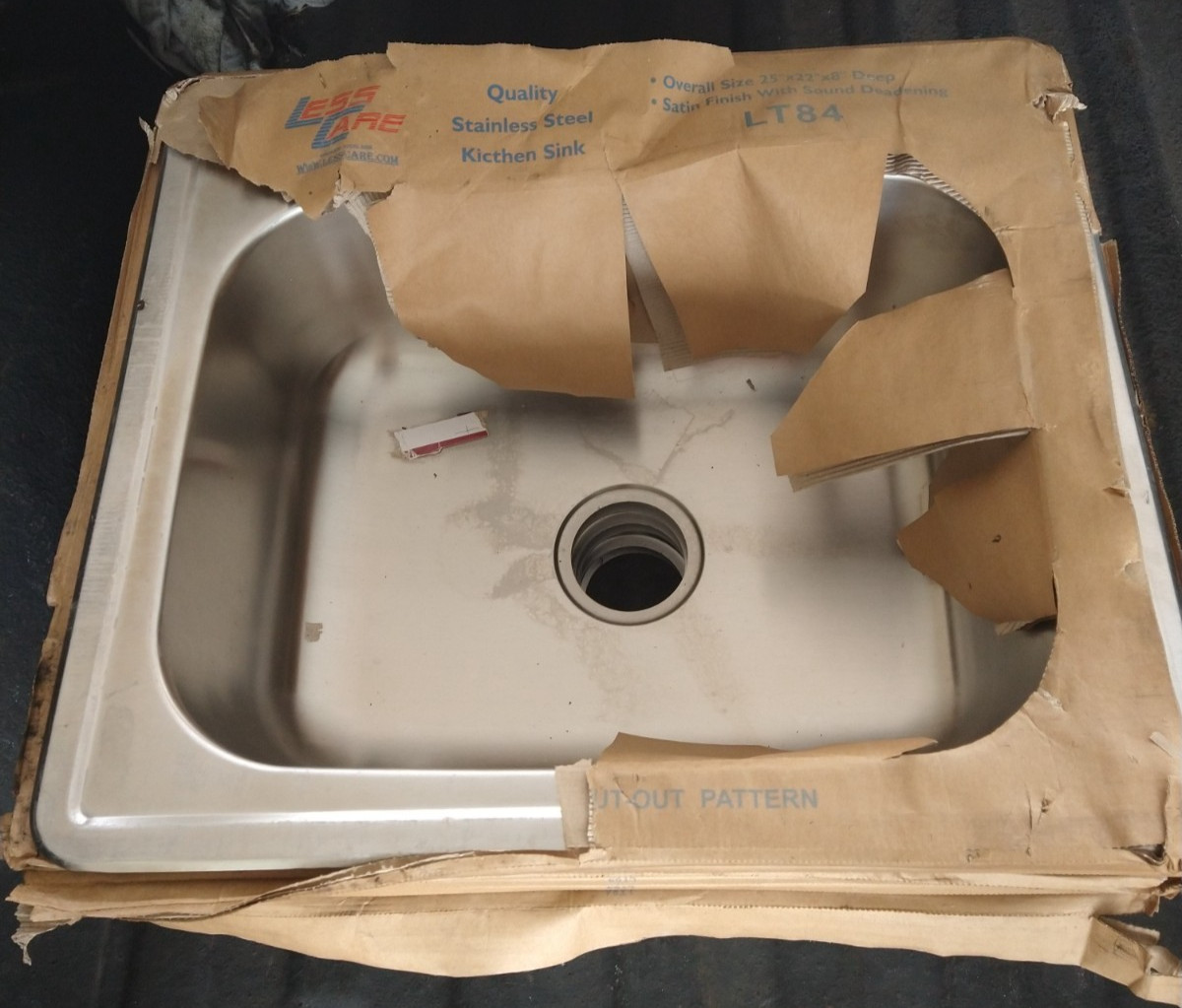 LESSCARE SINGLE BOWL 25" DROP IN KITCHEN SINK STAINLESS STEEL 25X22" SET OF 6