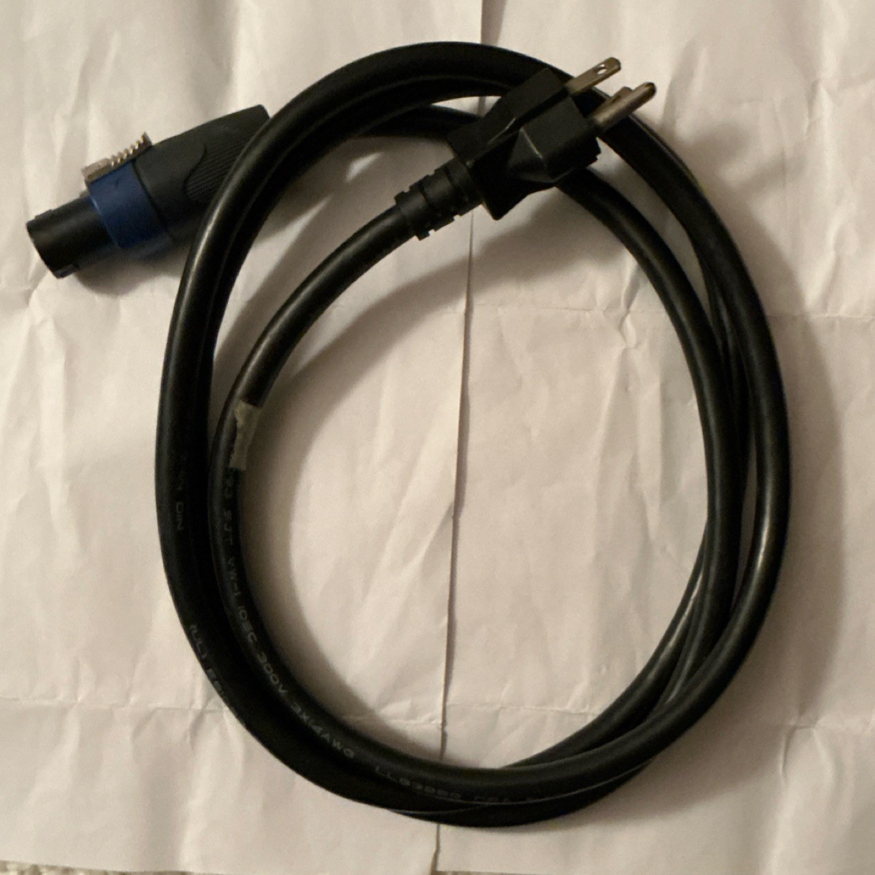 Used 6’ ft feet powercon speakON to AC Power Plug Power Cable, Black
