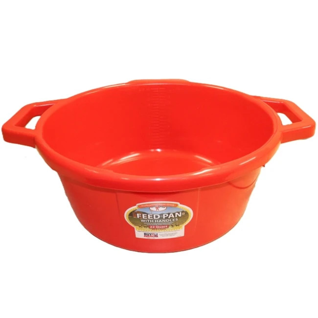 Miller Manufacturing Feed Pan Plastic With Handles 22Qt Red