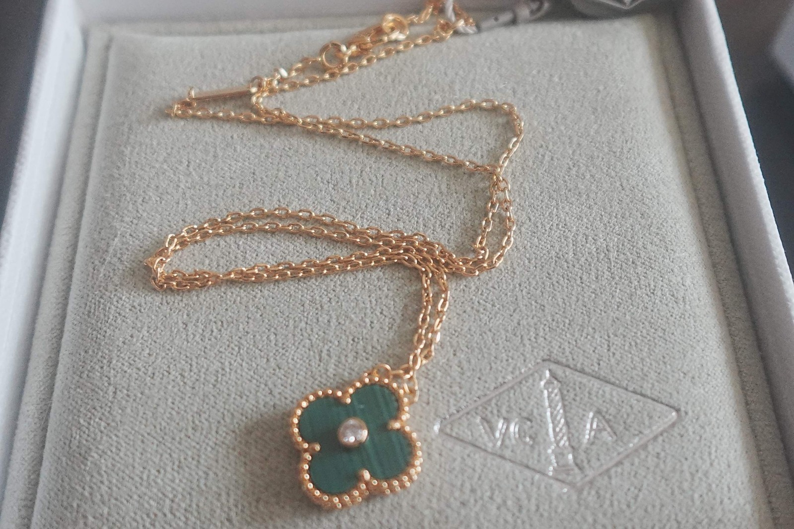 Gift/Diamond /BUle/Sweet/Necklace Diamond 18K/YG MOP 40cm