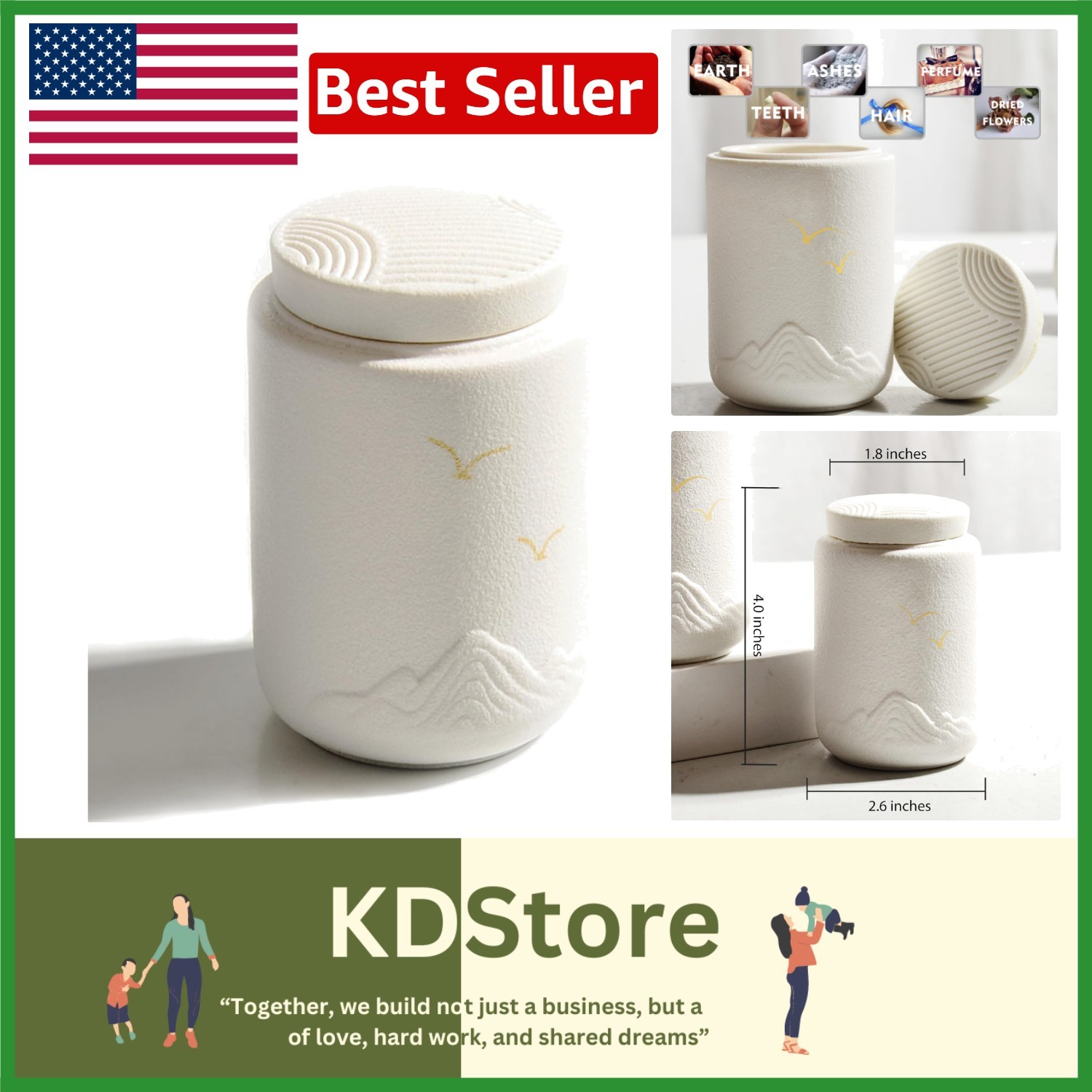 Elegant White Bird Ceramic Keepsake Urn for Ashes