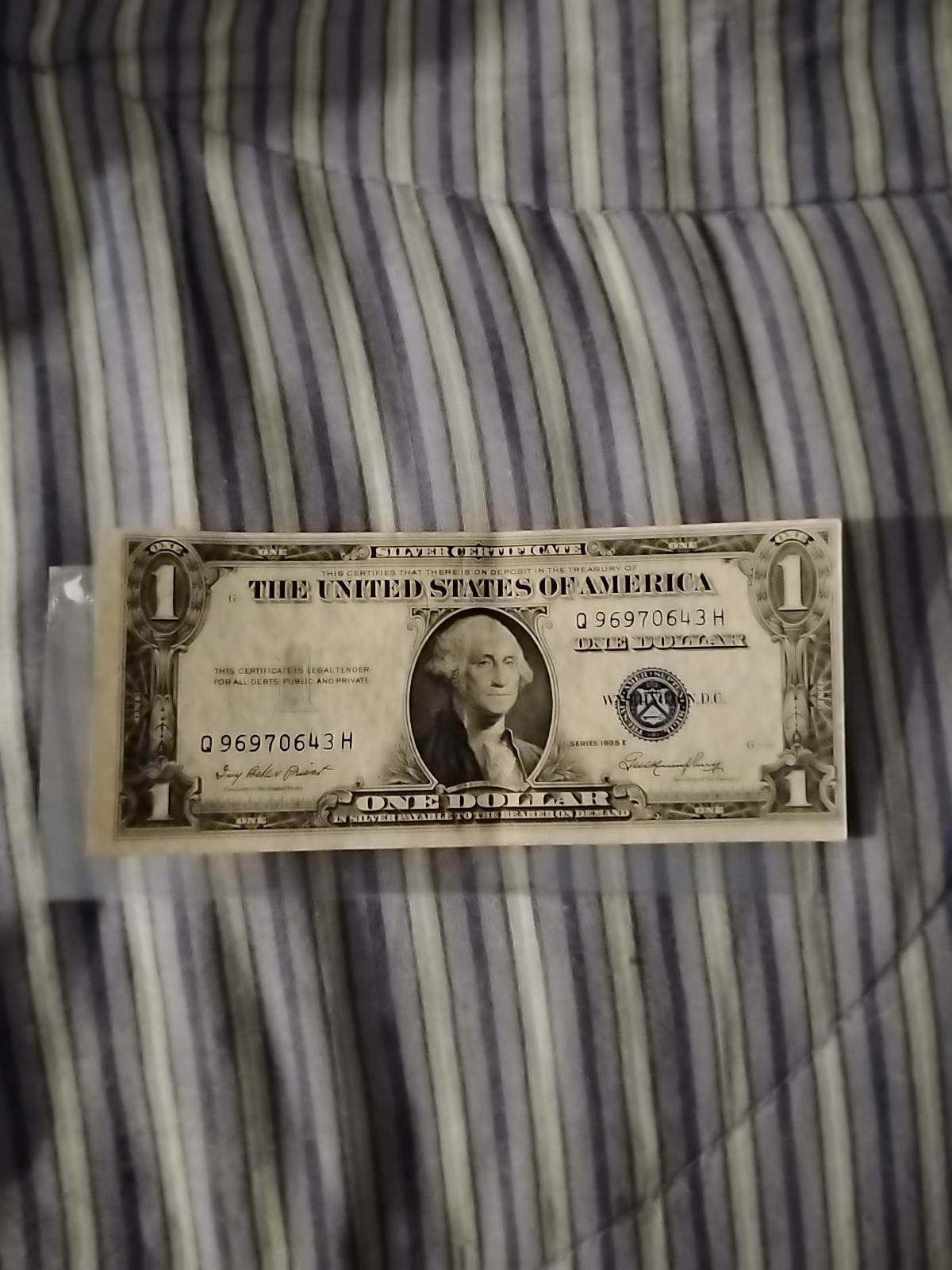 1935 E United States $1 Silver Certificate Circulated Banknote ERROR Misprint 