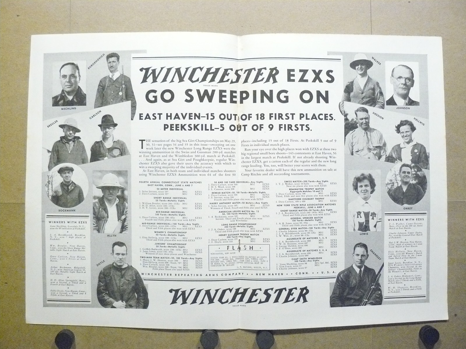 1936 Winchester EZXS Ammunition Print Ad Marksmen Women Shooting Sports History