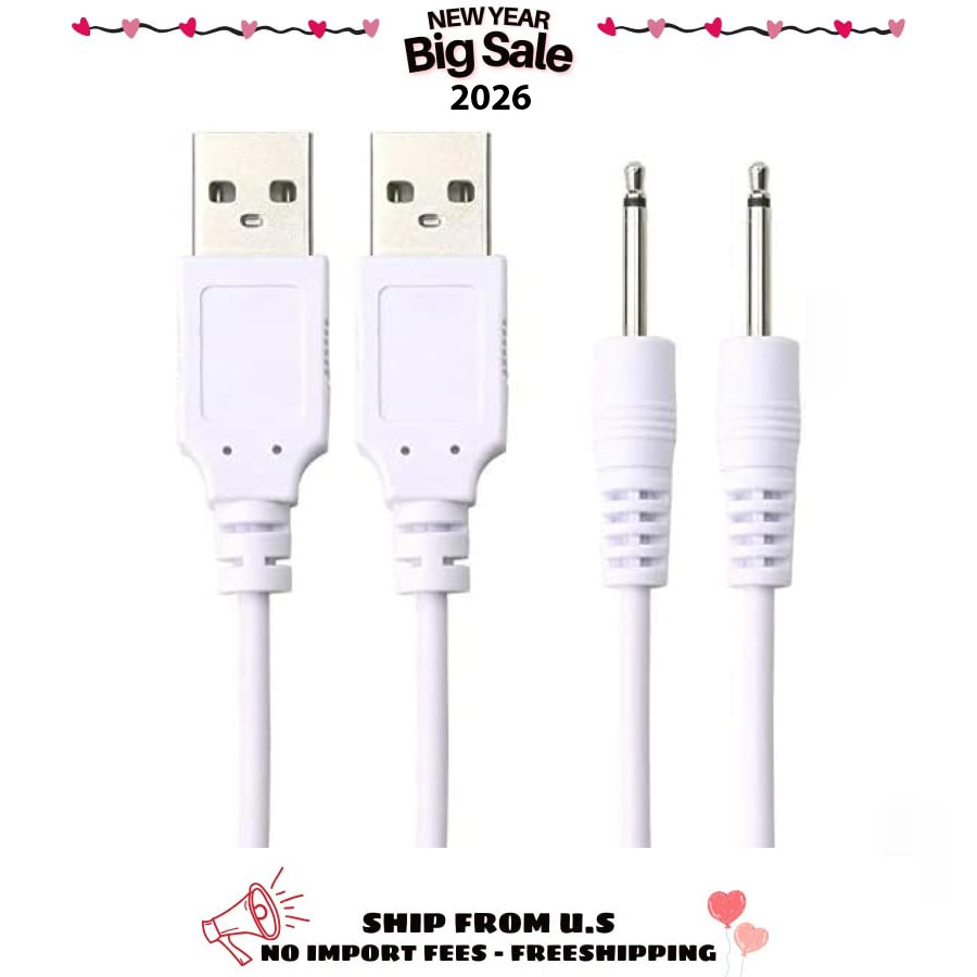 2 Pack 2.5mm Massager Charger，DC Charger Replacement DC Charging Cable