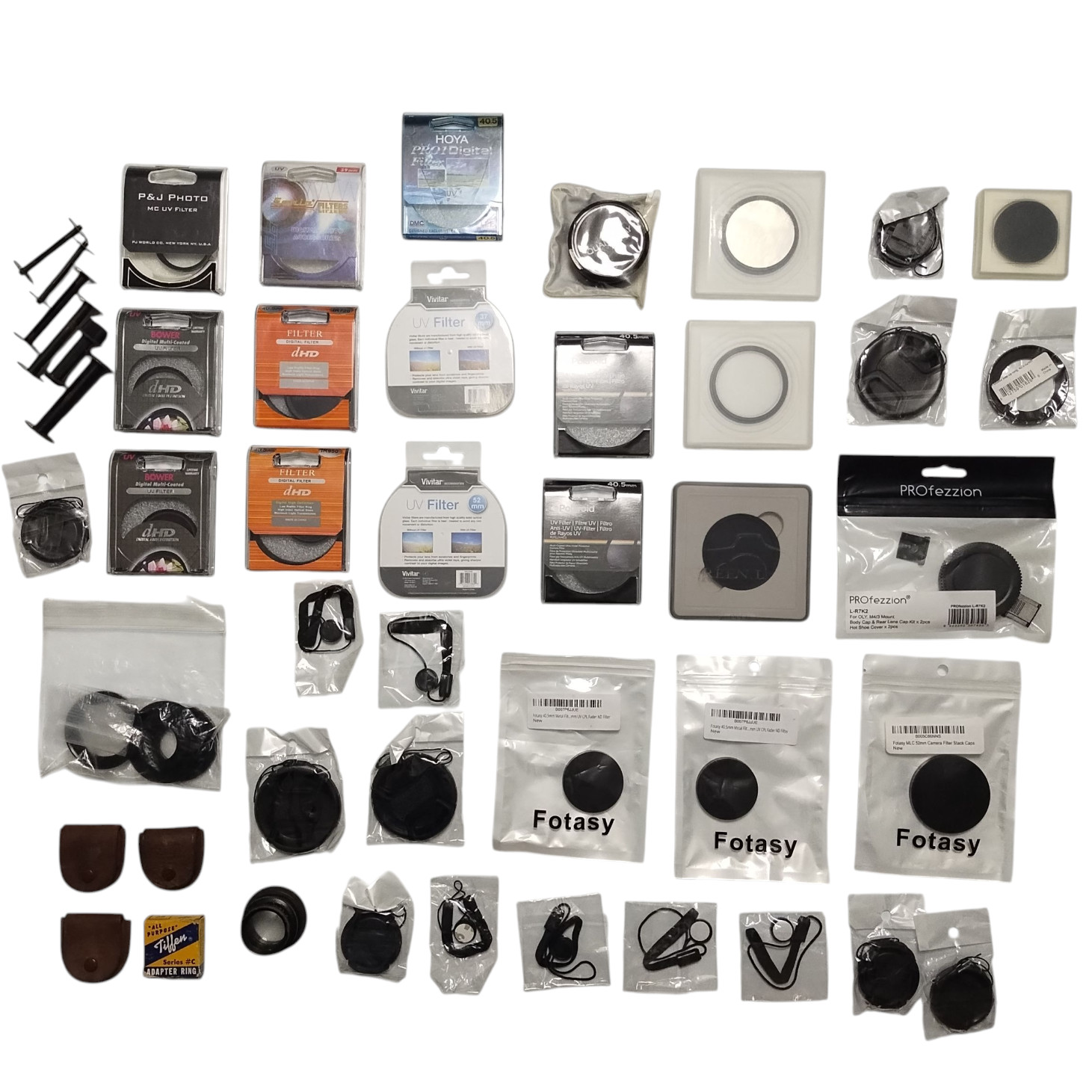 Lot of Misc 35mm Digital Camera Accessories New Used Filters Lens Caps Etc