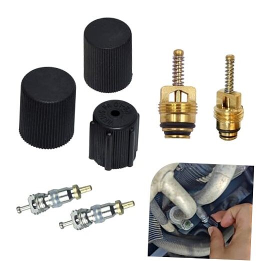 7 PCS Air Conditioning Valve Core Kit, AC Low Pressure Port Cap, AC 