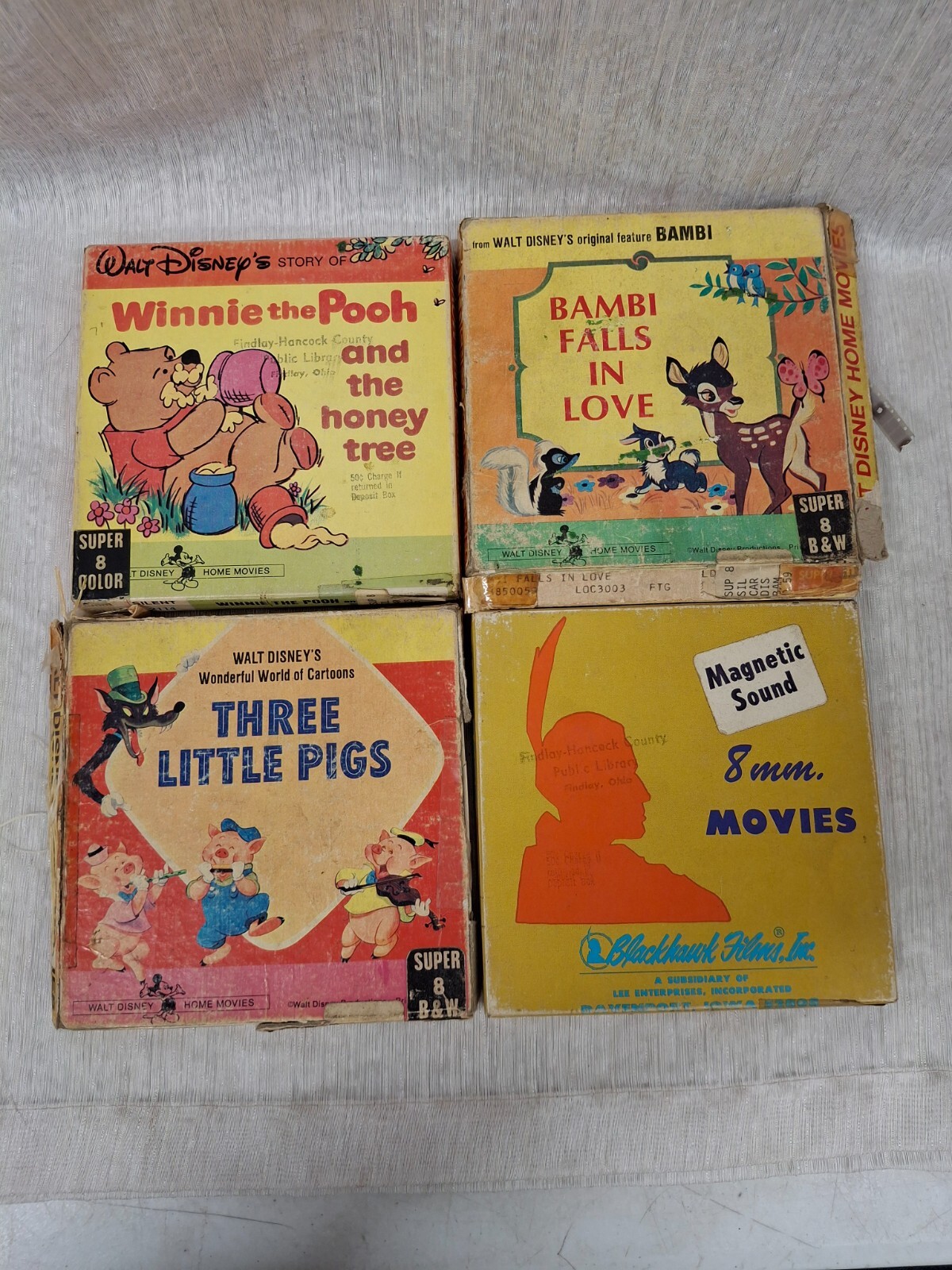 Super 8MM B&W/Color Films Lot of 4 Winnie Pooh Three Little Pigs Little Red Hen