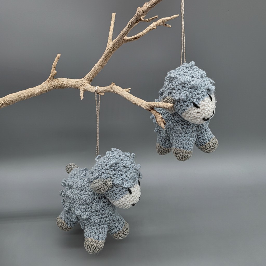 Baby Shower Baby Sheep - Blue Baby Lamb - Cute Favor with drawstring  - Set of 6