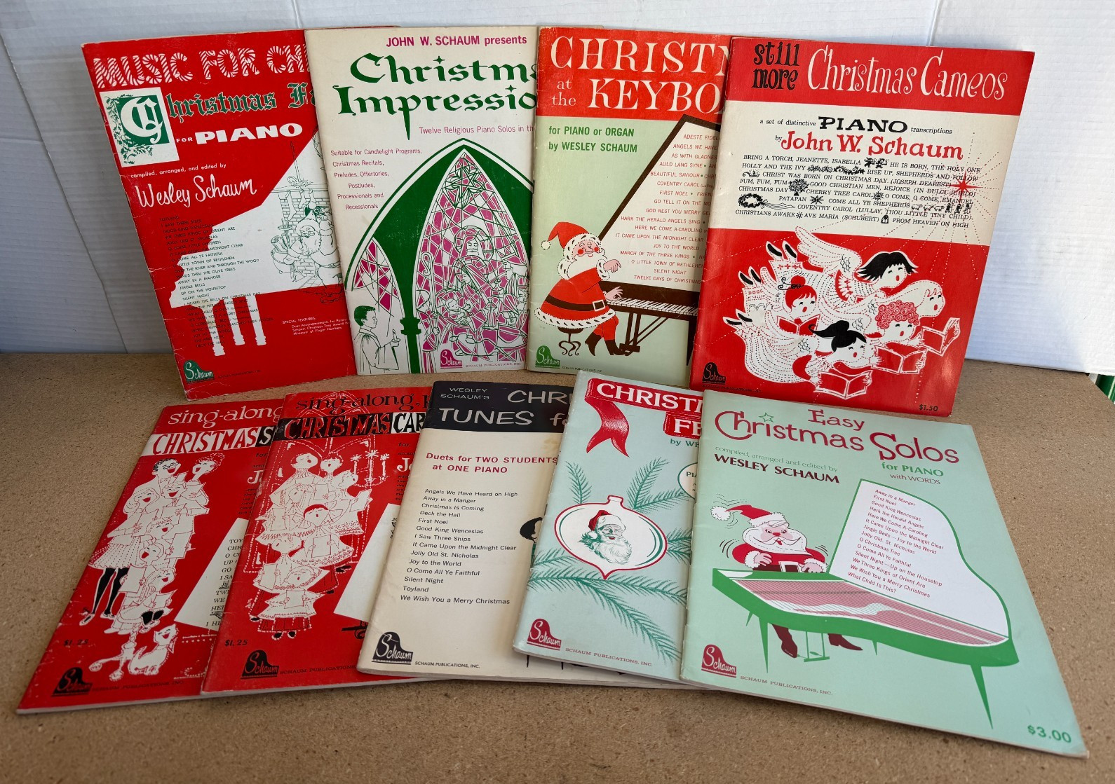 Lot of 9 Christmas Piano Books Mixed Lot 1950s Schaum Vintage